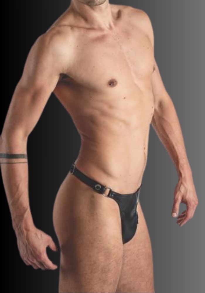 Mens Leather Thong Underwear Two Belts, gay underwear fetish, gay underwear, mens jock underwear, BDSM underwear for sale