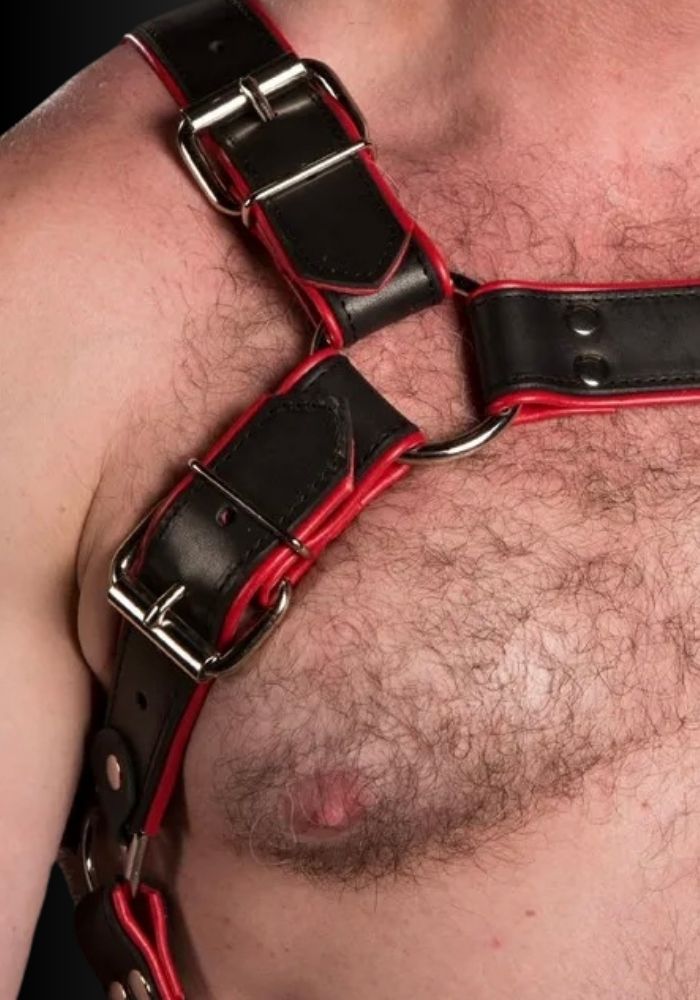 Gay Leather Harness Trojan Red, gay harness, gay leather harness, harness gay, harness gay men for sale