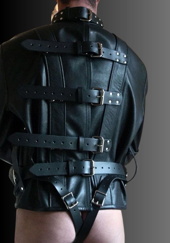 premium Black leather straitjacket for sale