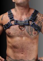 Leather Chest Harness Hardline Blue, leather harness, leather dog harness, leather harness men, leather chest harness for sale