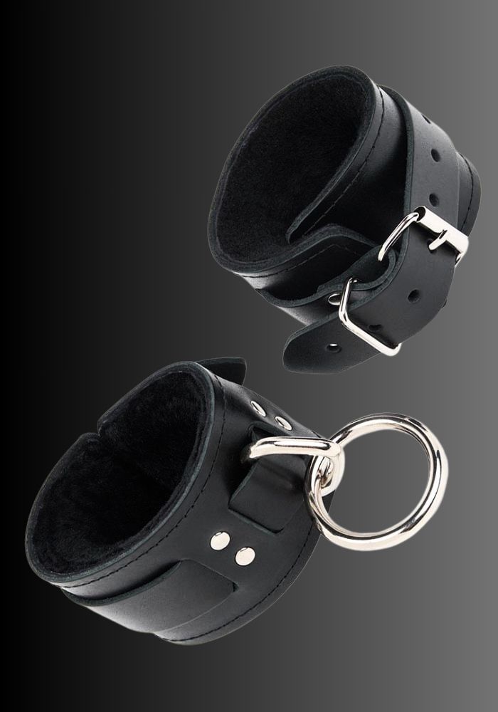 Fleece Lined Leather Cuffs, bondage and restraints, leather bondage restraints, extreme bondage restraints, BDSM bed restraints for sale