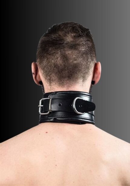 Slave Collar Black Padding, BDSM locking collar, pup play collar, BDSM leather collar, sub collaring for sale