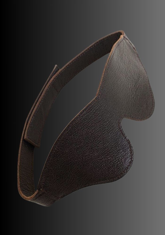 Brown Leather Blindfold Classic Cut, blindfolded gay, bondage blindfolds, gag blindfold, blindfold BDSM for sale
